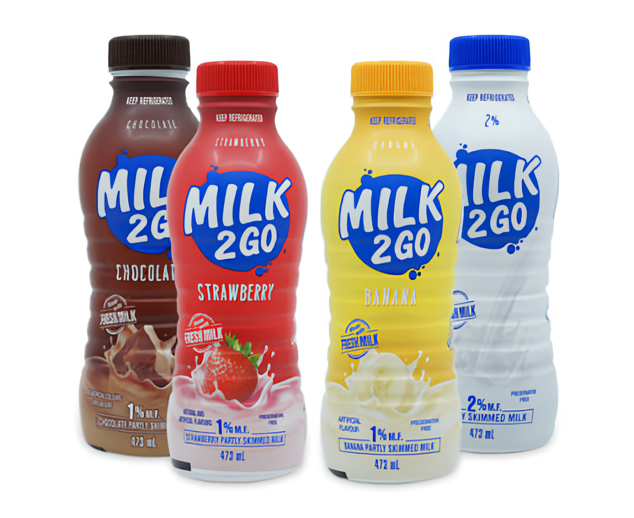 Milk 2 Go shrink-sleeved bottles